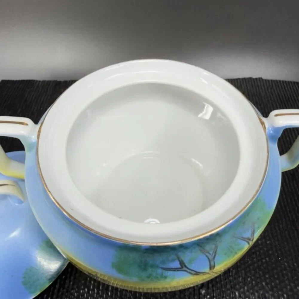 Meito‎ China Chikaramachi Porcelain Sugar And Creamer Set 2 Hand Painted Japan
